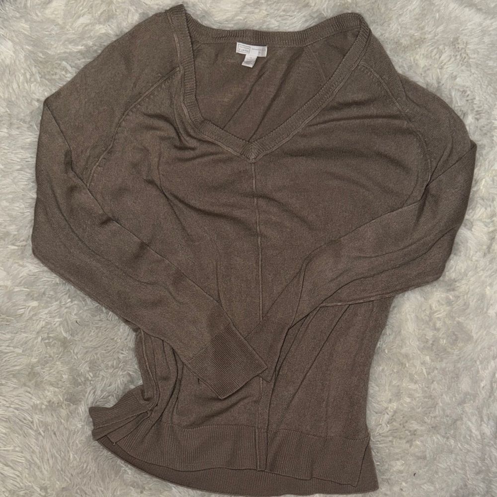 14th & Union Taupe V-Neck Sweater